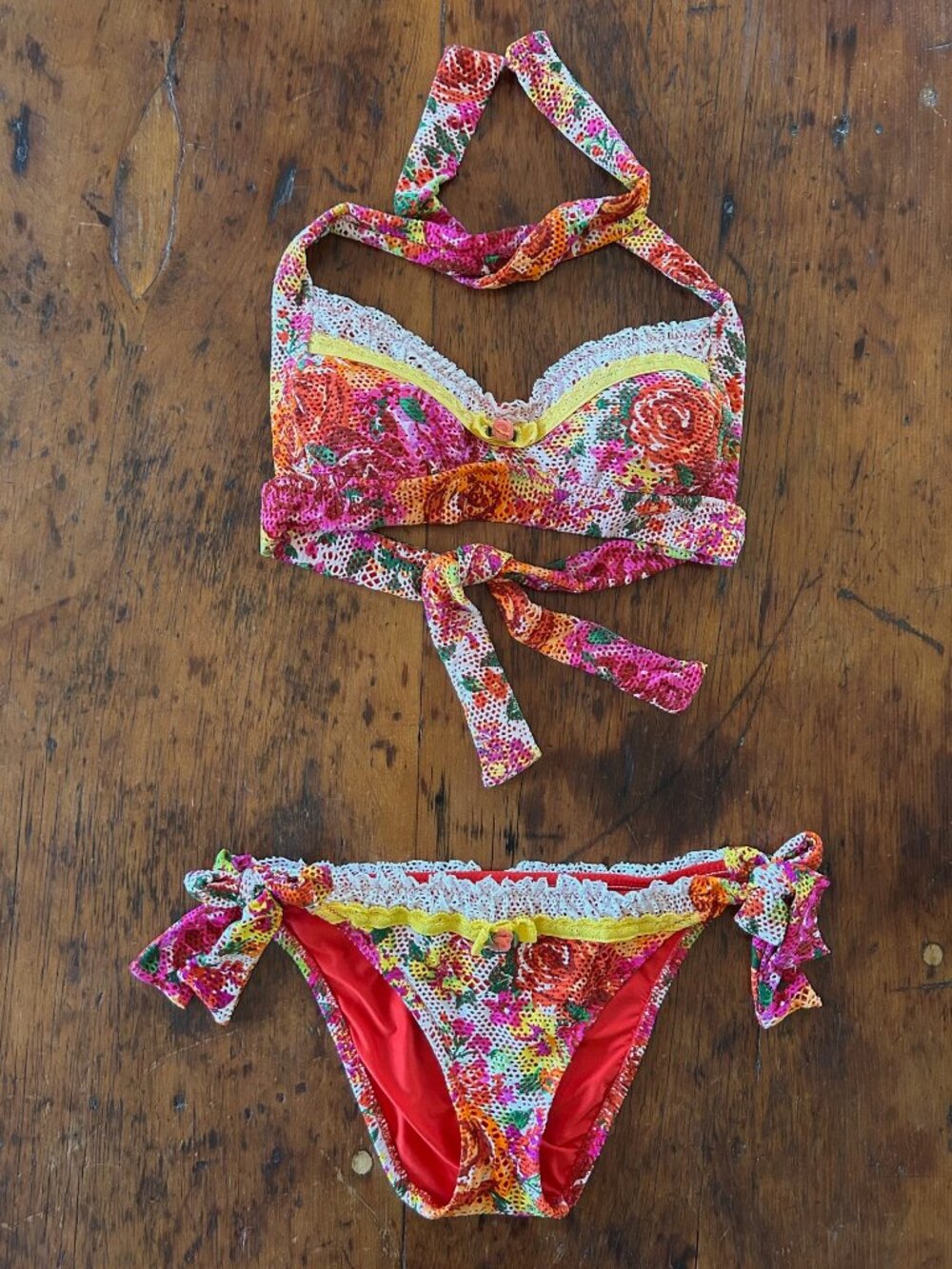 Vintage Betsey Johnson Floral Bikini Set